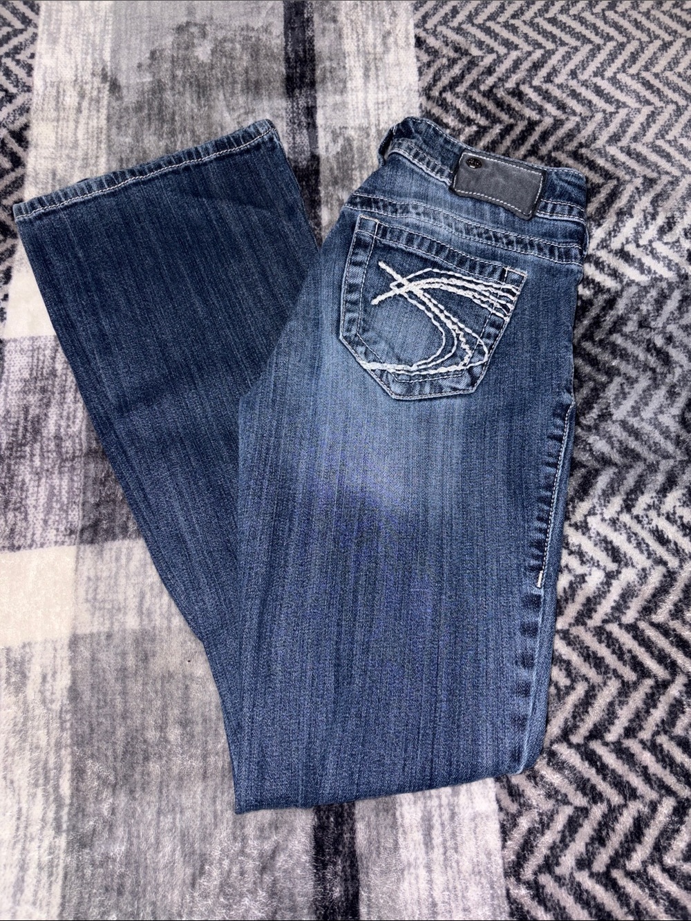 Silver Jeans Dark Blue Bootcut Jeans with Contrast Stitching
